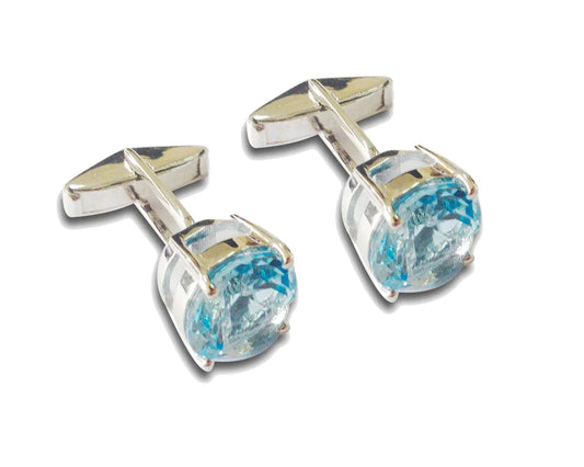 Blue Topaz Round Cufflinks - Jewelslane
