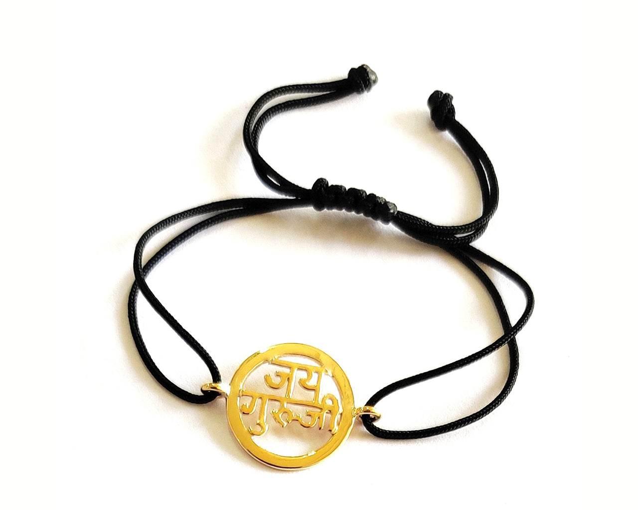 Gold plated auspicious Jai Guru Ji Bracelet in silver for men and women - Jewelslane