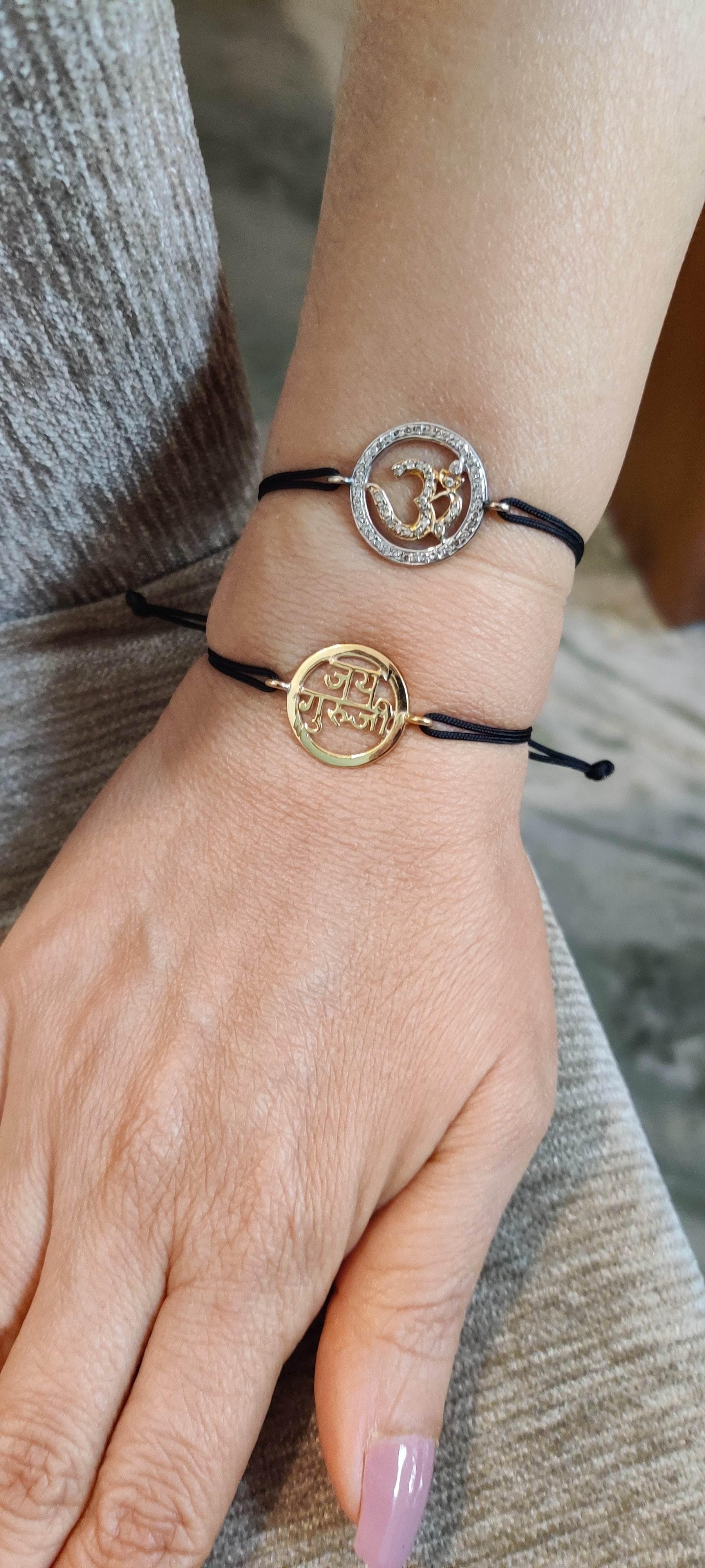 Gold plated auspicious Jai Guru Ji Bracelet in silver for men and women - Jewelslane