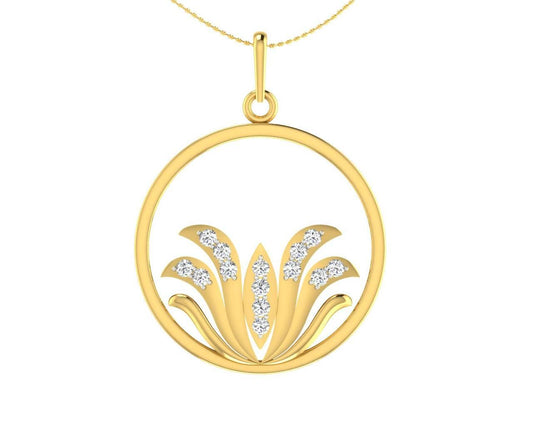 Auspicious Lotus Pendant in Gold with Diamonds - Jewelslane