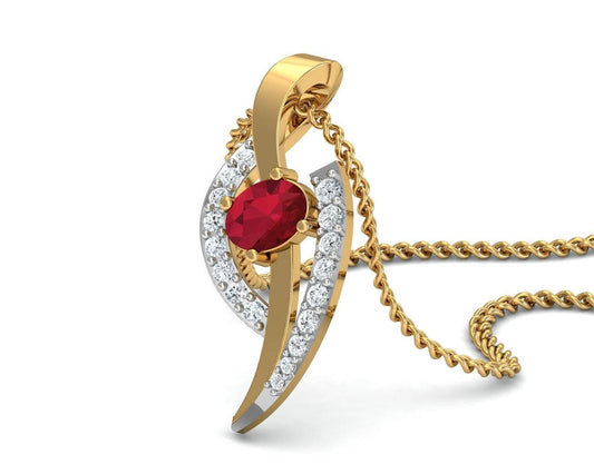 Tory Ruby & Diamond Pendant in Gold - Jewelslane