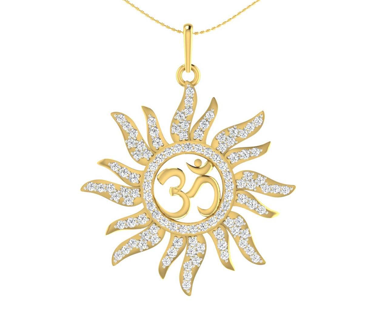 Diamond Aum Pendant in Gold - Jewelslane