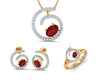 Verica ruby Pendant, Earring & Ring Set in Gold with diamonds - Jewelslane
