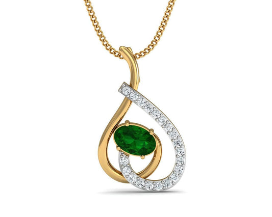 Sely Emerald & diamond pendant in hallmarked gold - Jewelslane
