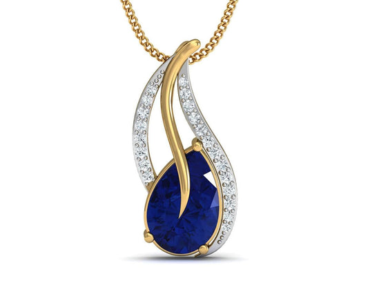 Sary Blue sapphire & diamond pendant in gold - Jewelslane