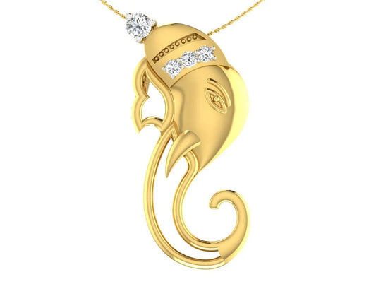 Divine Ganpati Pendant in gold with diamonds - Jewelslane