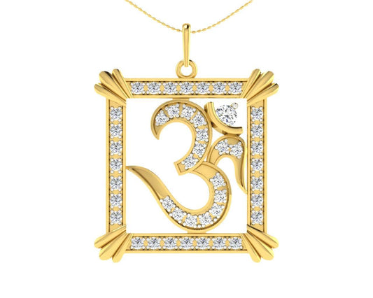 Auspicious Aum Pendant in Gold with diamonds - Jewelslane