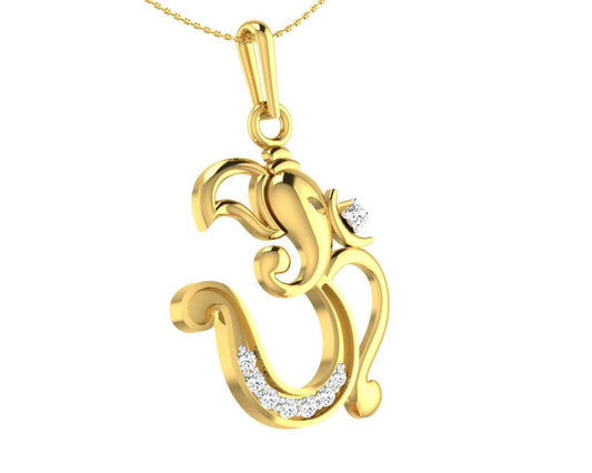 Creative Aum Ganesh Pendant in Gold and diamonds - Jewelslane