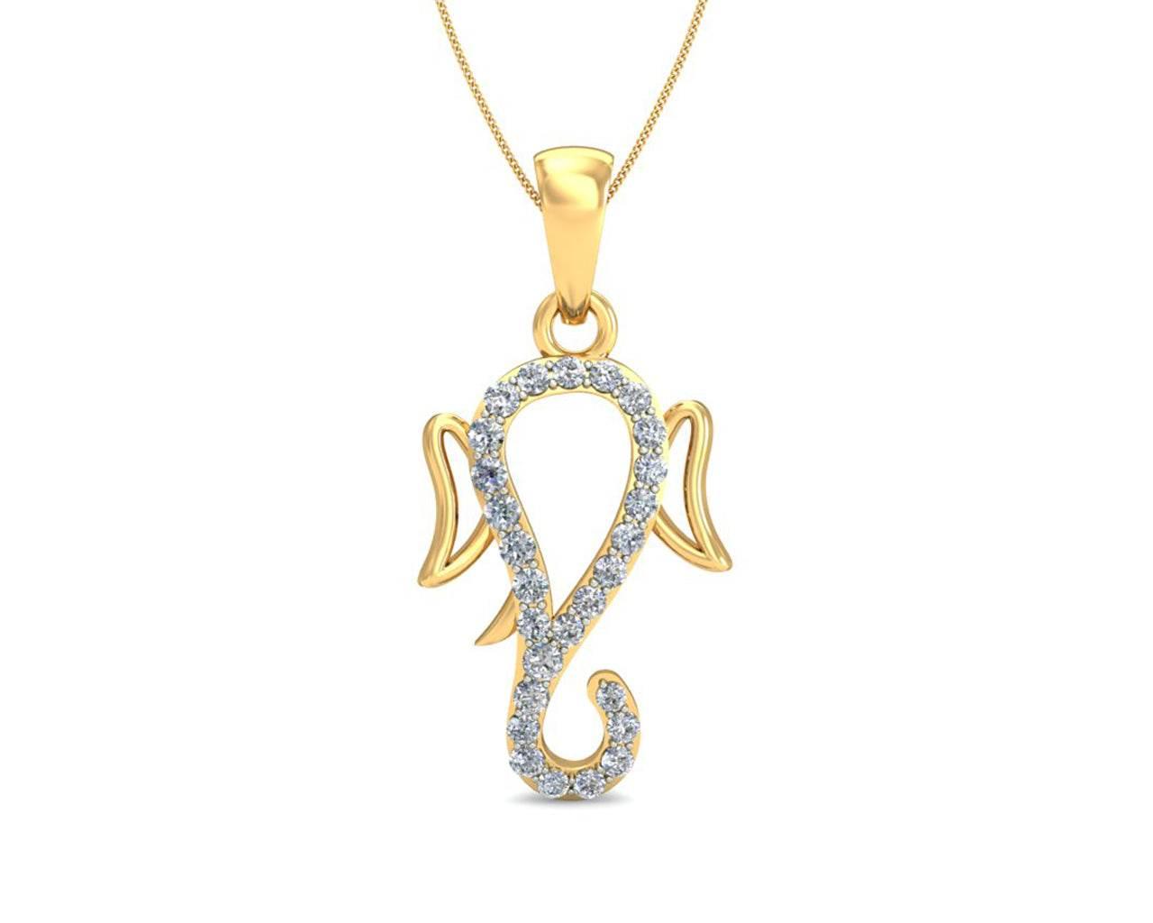 Auspicious Ganpati Gift Pendant in Gold with diamonds - Jewelslane