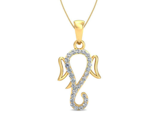 Auspicious Ganpati Gift Pendant in Gold with diamonds - Jewelslane