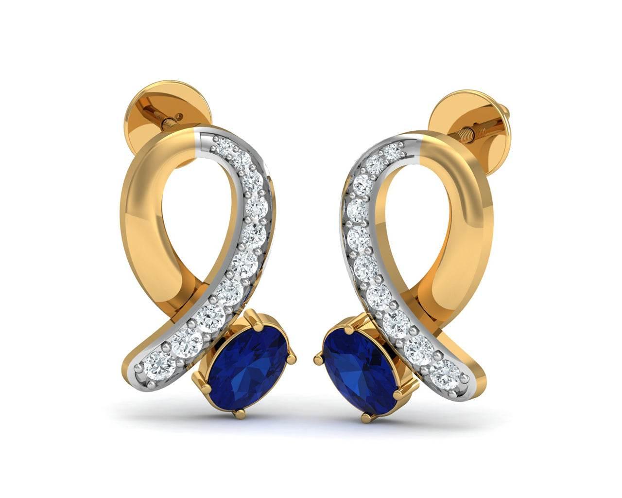 Rami Blue Sapphire & Diamond earrings in Gold - Jewelslane
