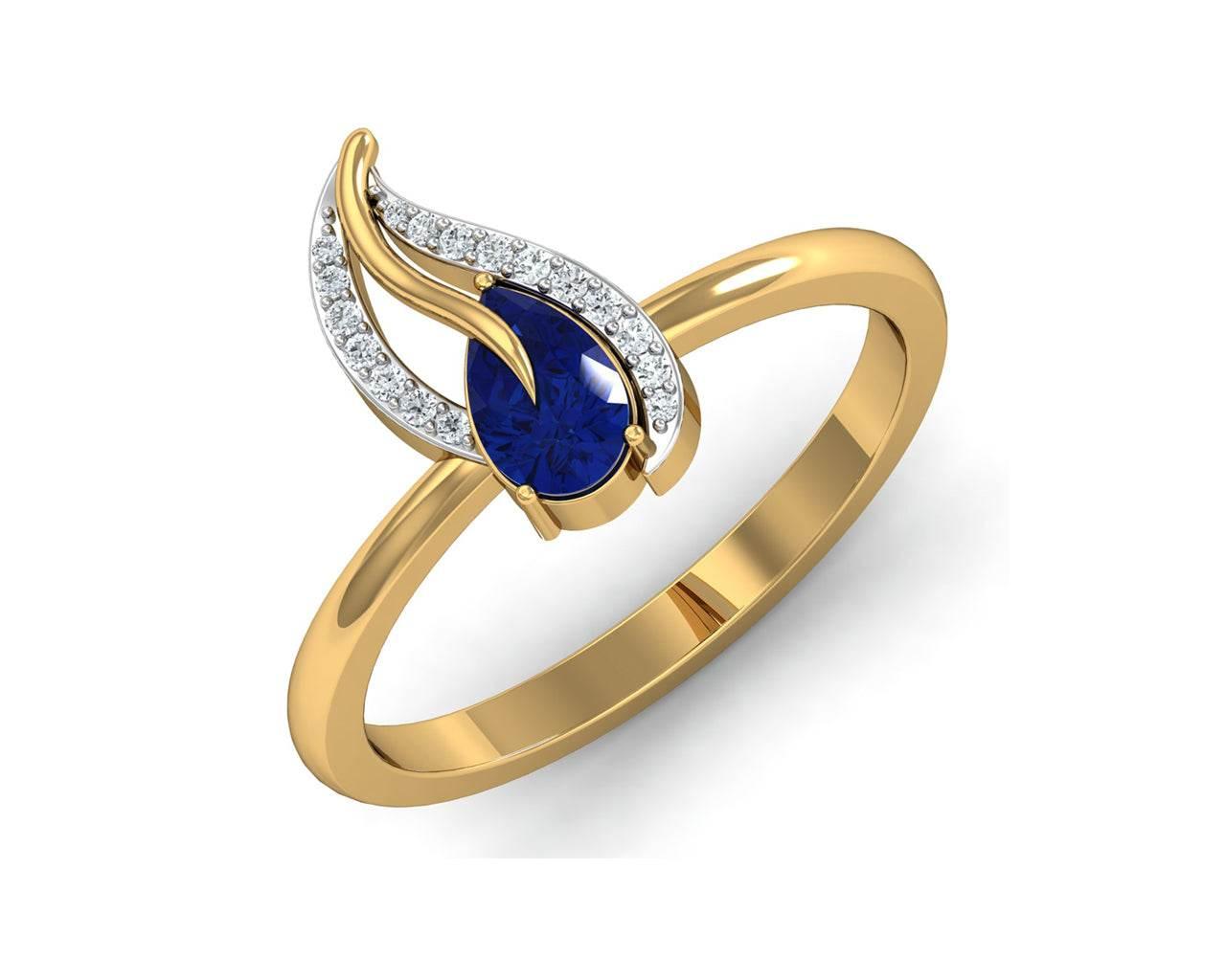 Sary Blue sapphire & diamond Ring in gold - Jewelslane