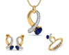 Rami Blue Sapphire & Diamond Pendant, Ring & Earring set in Gold - Jewelslane