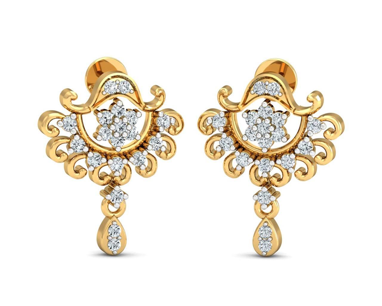 Tanvi Diamond Earrings in Gold - Jewelslane