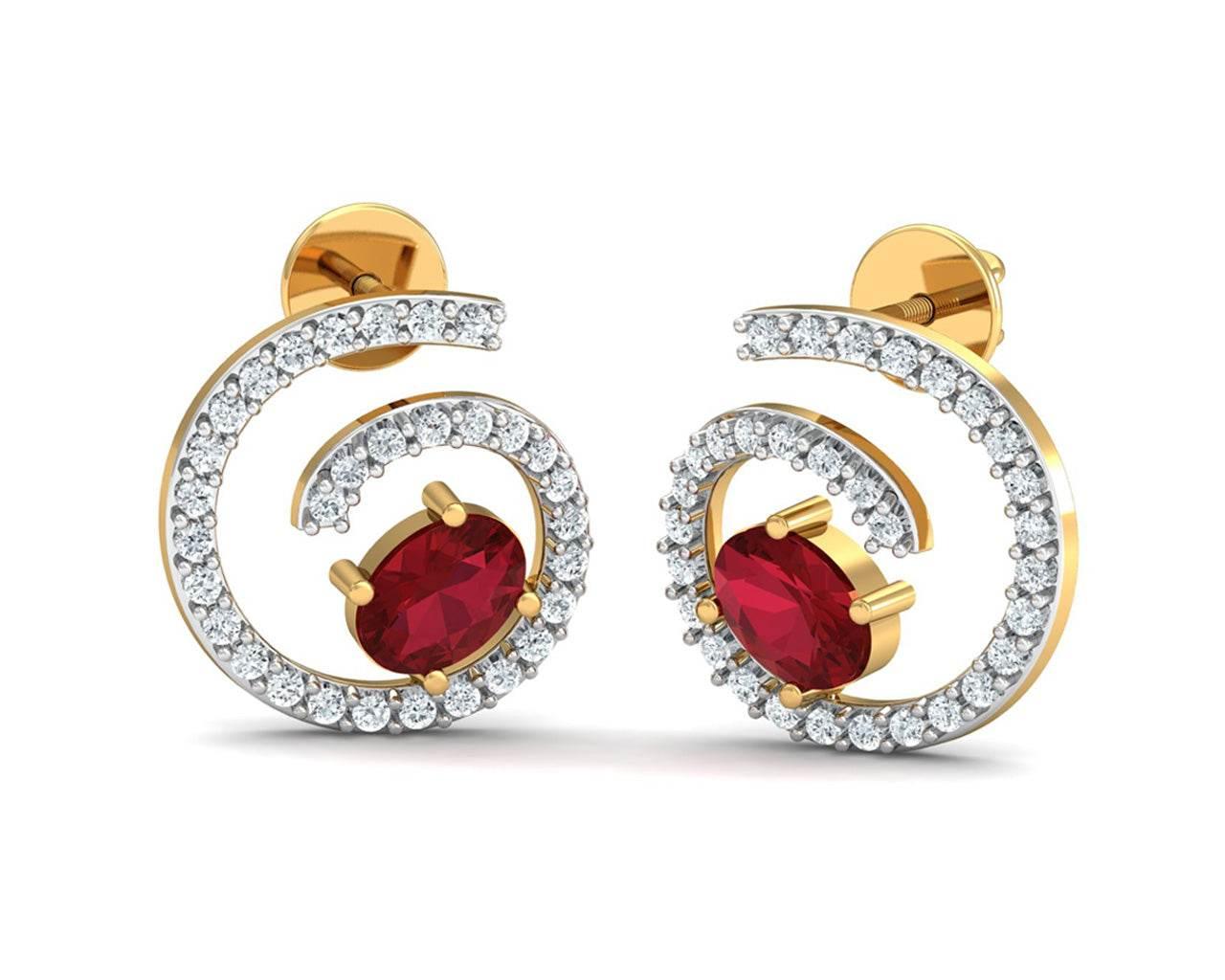 Verica ruby Earrings in Gold with diamonds - Jewelslane
