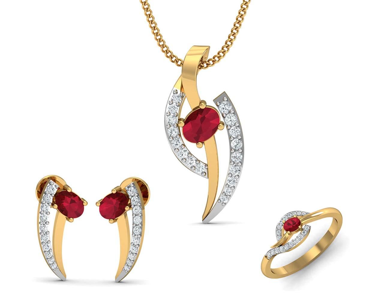 Tory Ruby & Diamond pendant set in Gold - Jewelslane