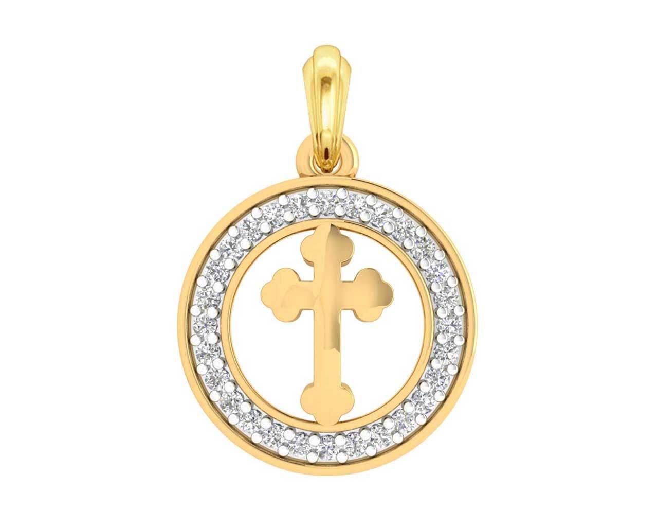 Cross 12mm charm in hallmarked Gold with round brilliant diamonds - Jewelslane