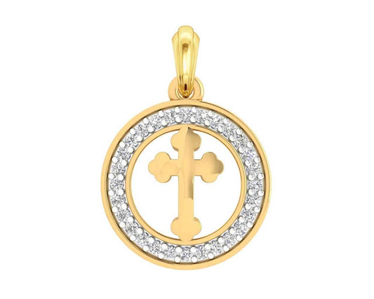 Cross 12mm charm in hallmarked Gold with round brilliant diamonds - Jewelslane