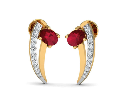 Tory Ruby & Diamond Earring in Gold - Jewelslane