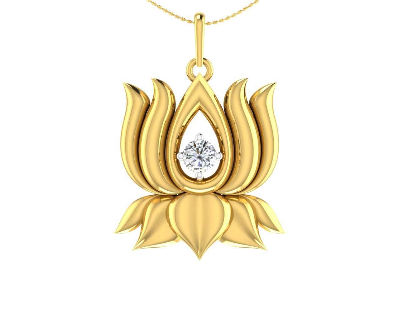 Auspicious Lotus Pendant in Gold - Jewelslane