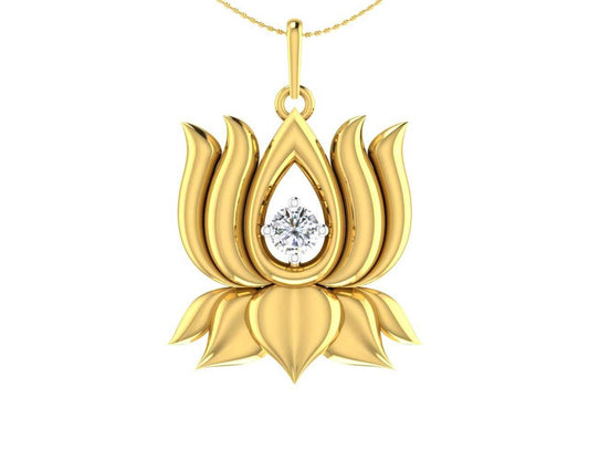 Auspicious Lotus Pendant in Gold - Jewelslane