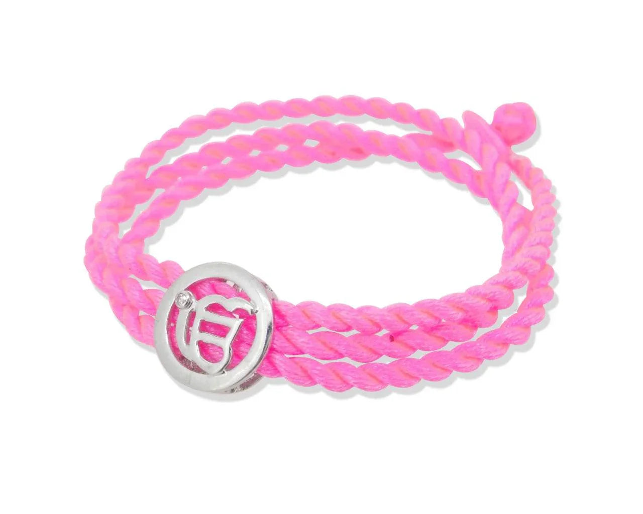 Ik Onkaar Bracelet in Silver with Diamonds on Braided Thread - Jewelslane