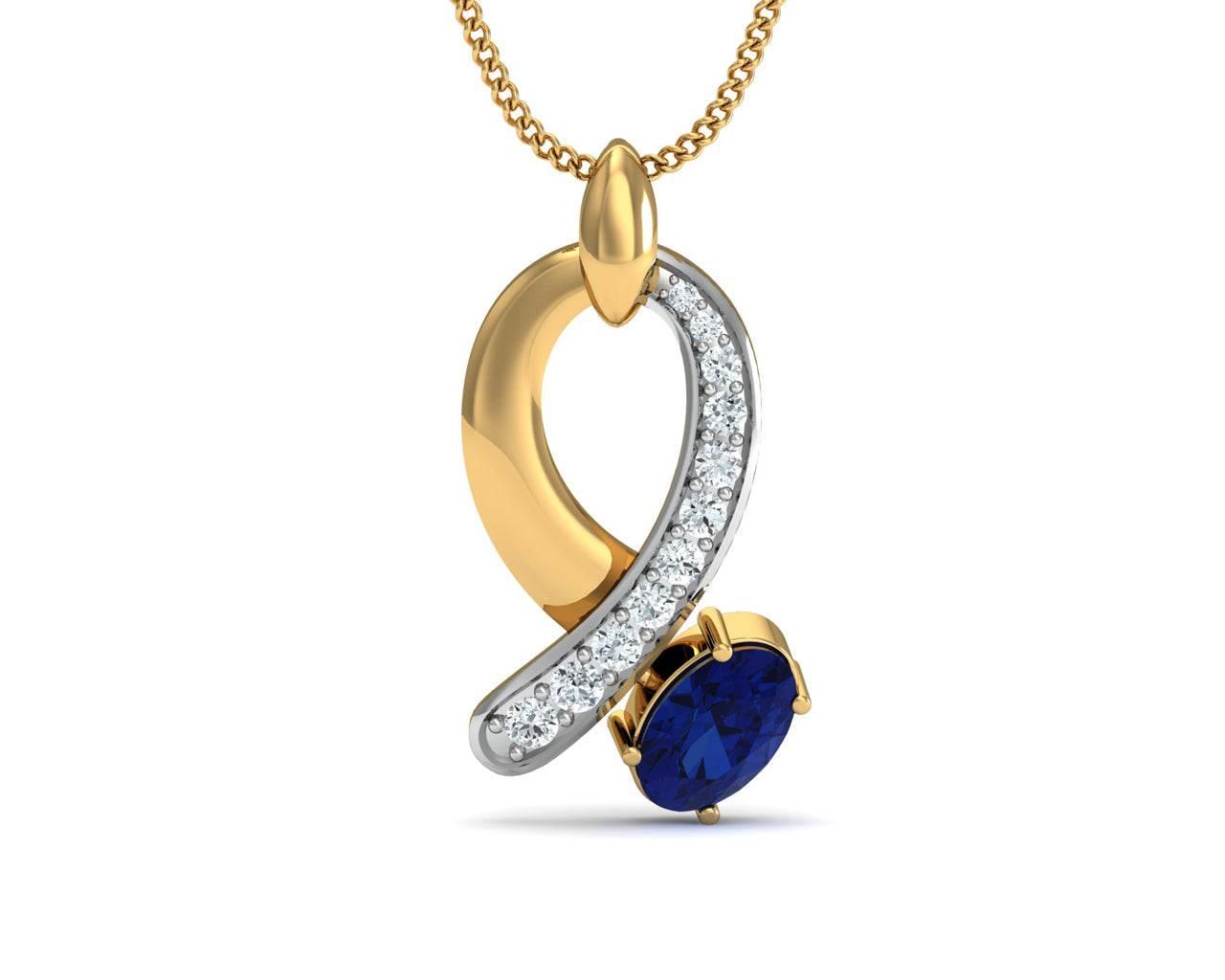 Rami Blue Sapphire & Diamond pendant in Gold - Jewelslane