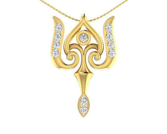 Auspicious Shiv Trident Pendant in Gold - Jewelslane