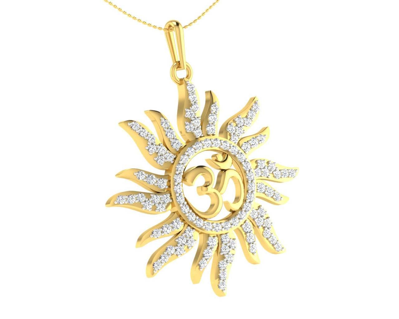 Diamond Aum Pendant in Gold - Jewelslane