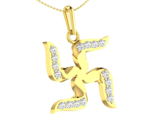 Gold Swastika Pendant with diamonds - Jewelslane