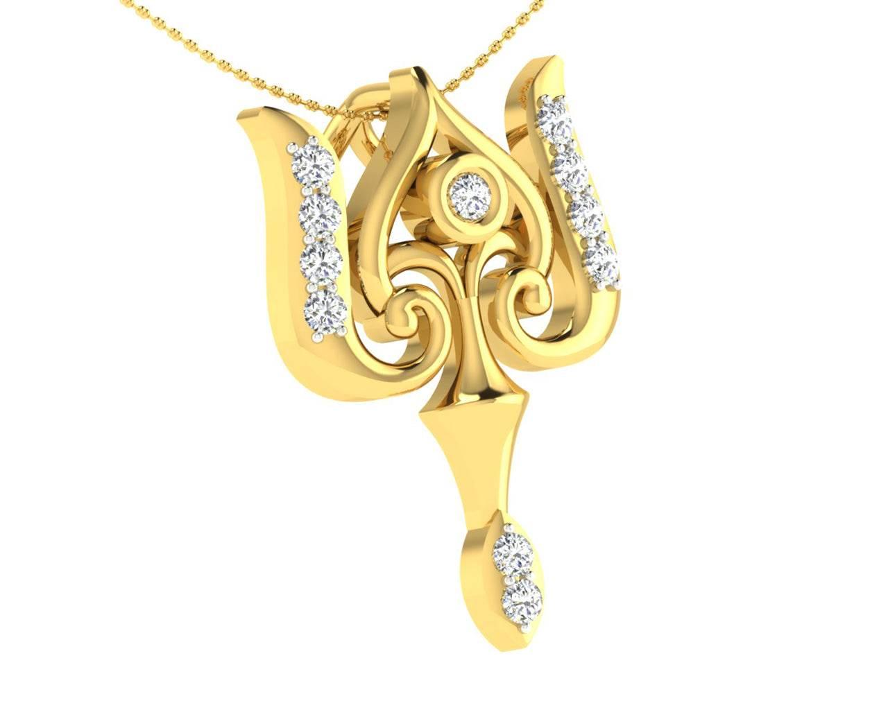 Auspicious Shiv Trident Pendant in Gold - Jewelslane