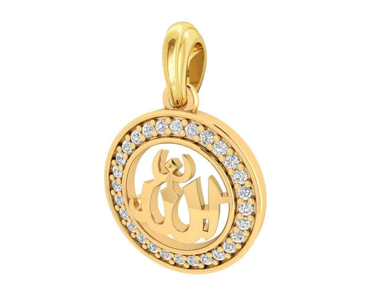 Allah 12mm charm in hallmarked Gold with round brilliant diamonds - Jewelslane