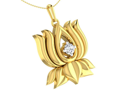 Auspicious Lotus Pendant in Gold - Jewelslane