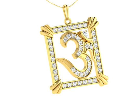 Auspicious Aum Pendant in Gold with diamonds - Jewelslane