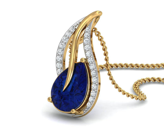 Sary Blue sapphire & diamond pendant in gold - Jewelslane