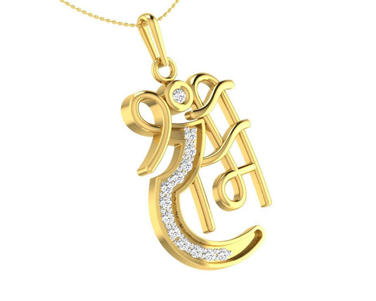 Propitious Shri Ram pendant in gold with diamonds - Jewelslane