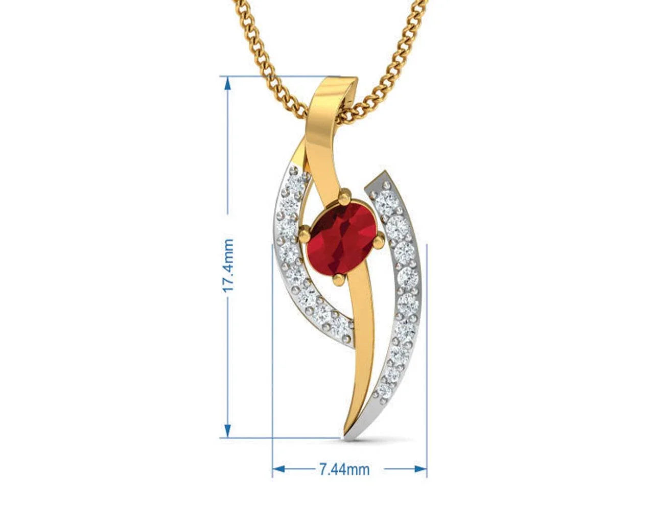 Tory Ruby & Diamond pendant set in Gold - Jewelslane