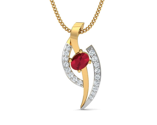 Tory Ruby & Diamond Pendant in Gold - Jewelslane