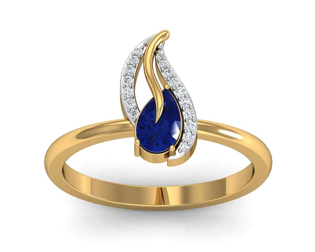 Sary Blue sapphire & diamond Ring in gold - Jewelslane