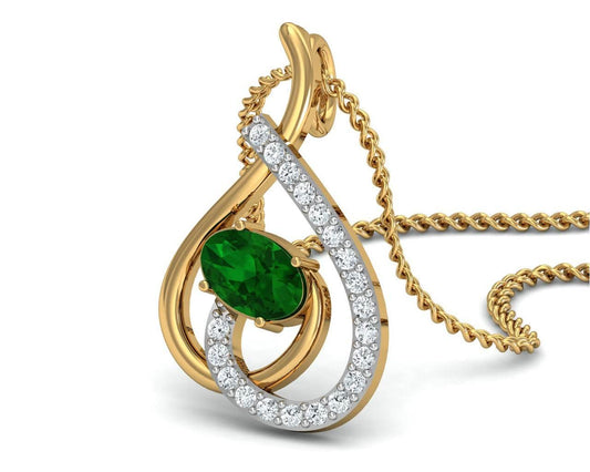 Sely Emerald & diamond pendant in hallmarked gold - Jewelslane