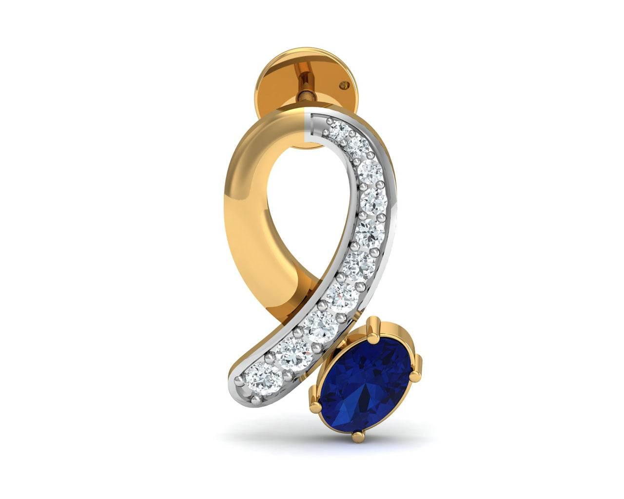 Rami Blue Sapphire & Diamond earrings in Gold - Jewelslane