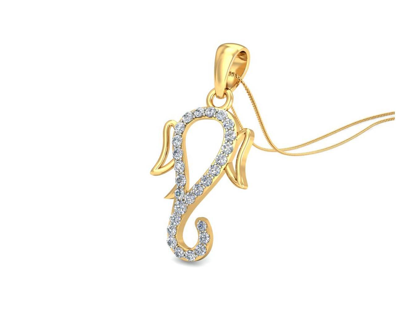 Auspicious Ganpati Gift Pendant in Gold with diamonds - Jewelslane