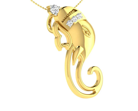 Divine Ganpati Pendant in gold with diamonds - Jewelslane