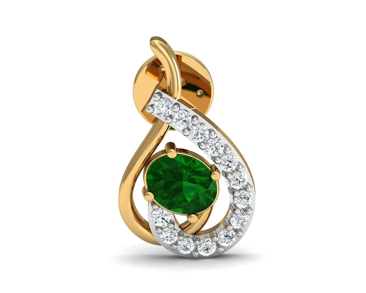 Sely Emerald & diamond earrings in hallmarked gold - Jewelslane