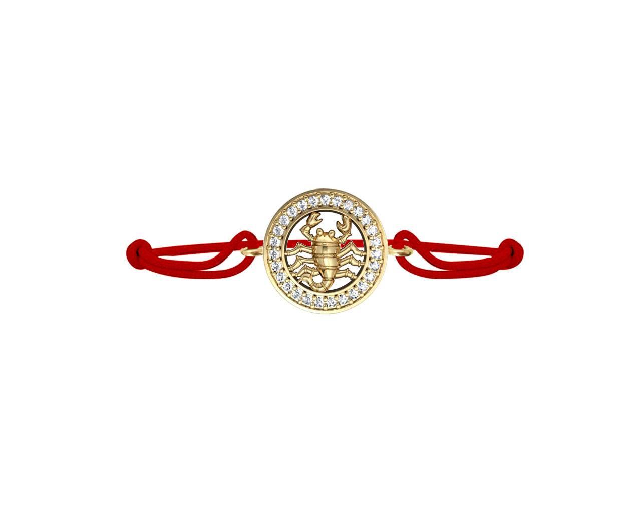 Scorpio Charm Bracelet Studded with diamonds in 14Kt Hallmarked Gold - Jewelslane