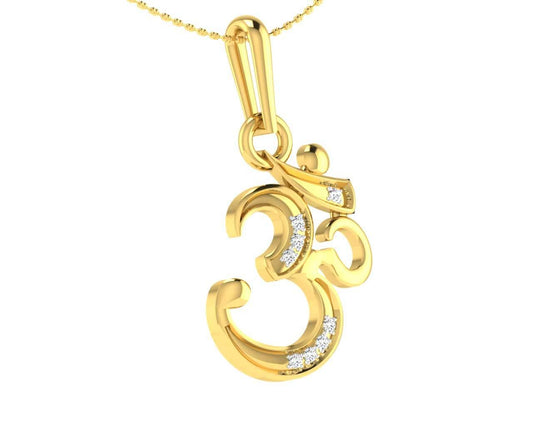 Ornate Aum Pendant in Gold with diamonds - Jewelslane