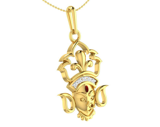 Auspicious Durga Pendant in Gold with diamonds - Jewelslane