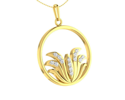 Auspicious Lotus Pendant in Gold with Diamonds - Jewelslane