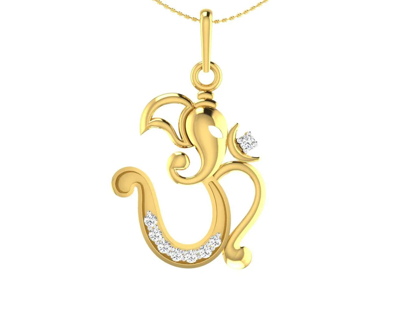 Creative Aum Ganesh Pendant in Gold and diamonds - Jewelslane