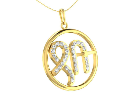 Auspicious Shri Pendant in Gold with diamonds - Jewelslane